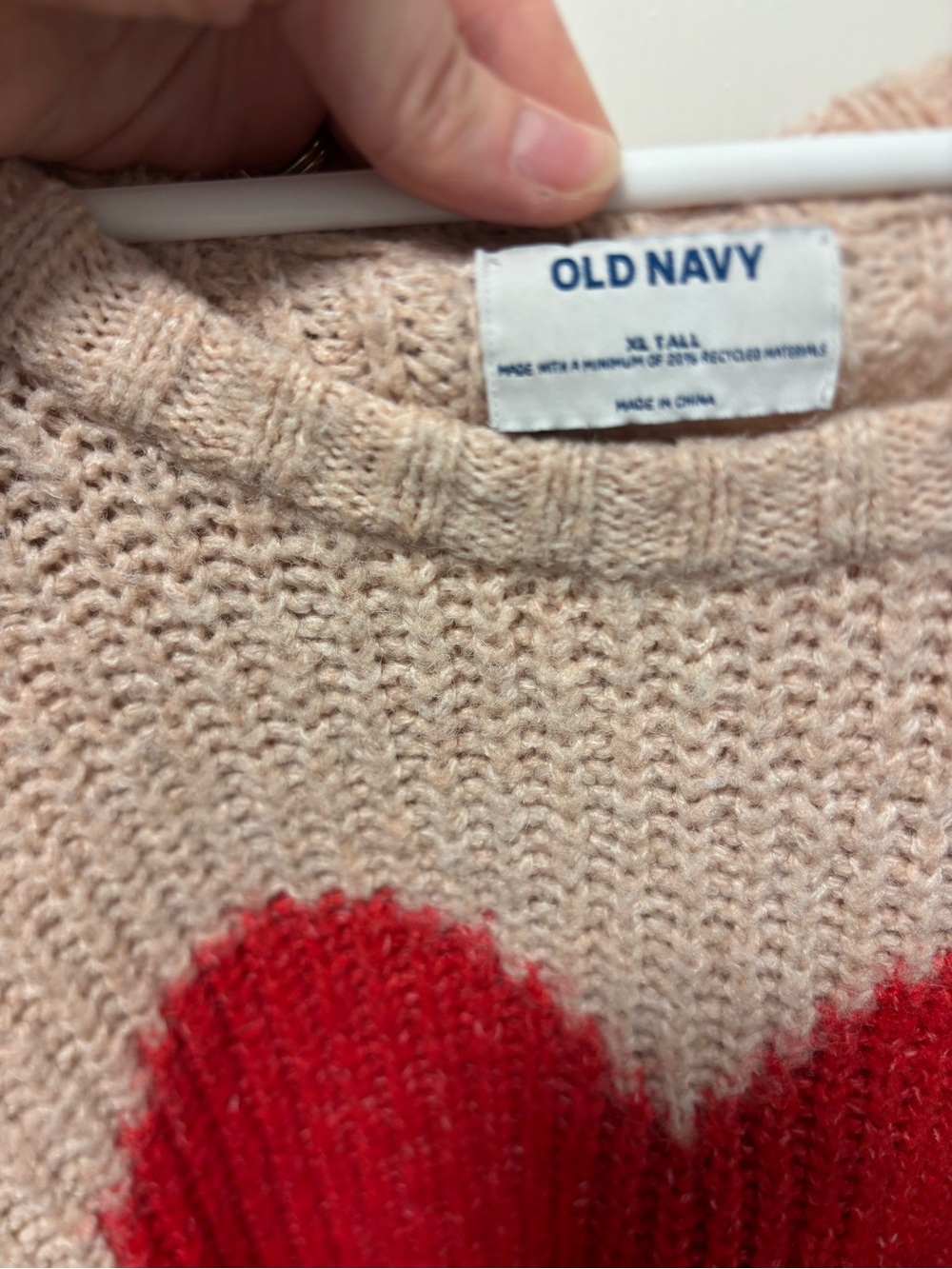 Old Navy Women’s Pink Heart Knit Sweater with Red Heart - Picture 3 of 3